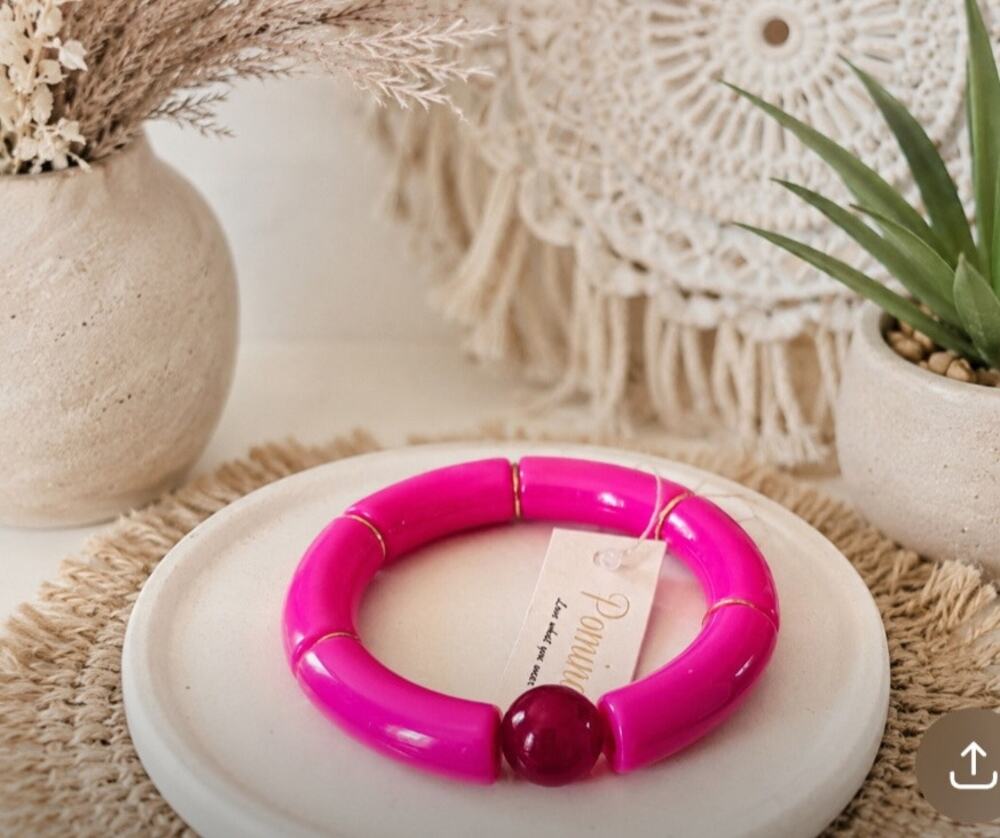 Pomina Pink Lucite Stretch Bracelet New